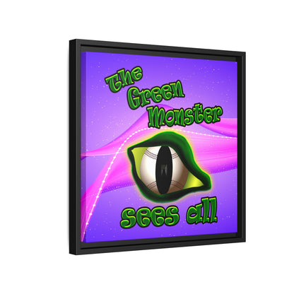 green monster - framed canvas art (purple-pink wave)