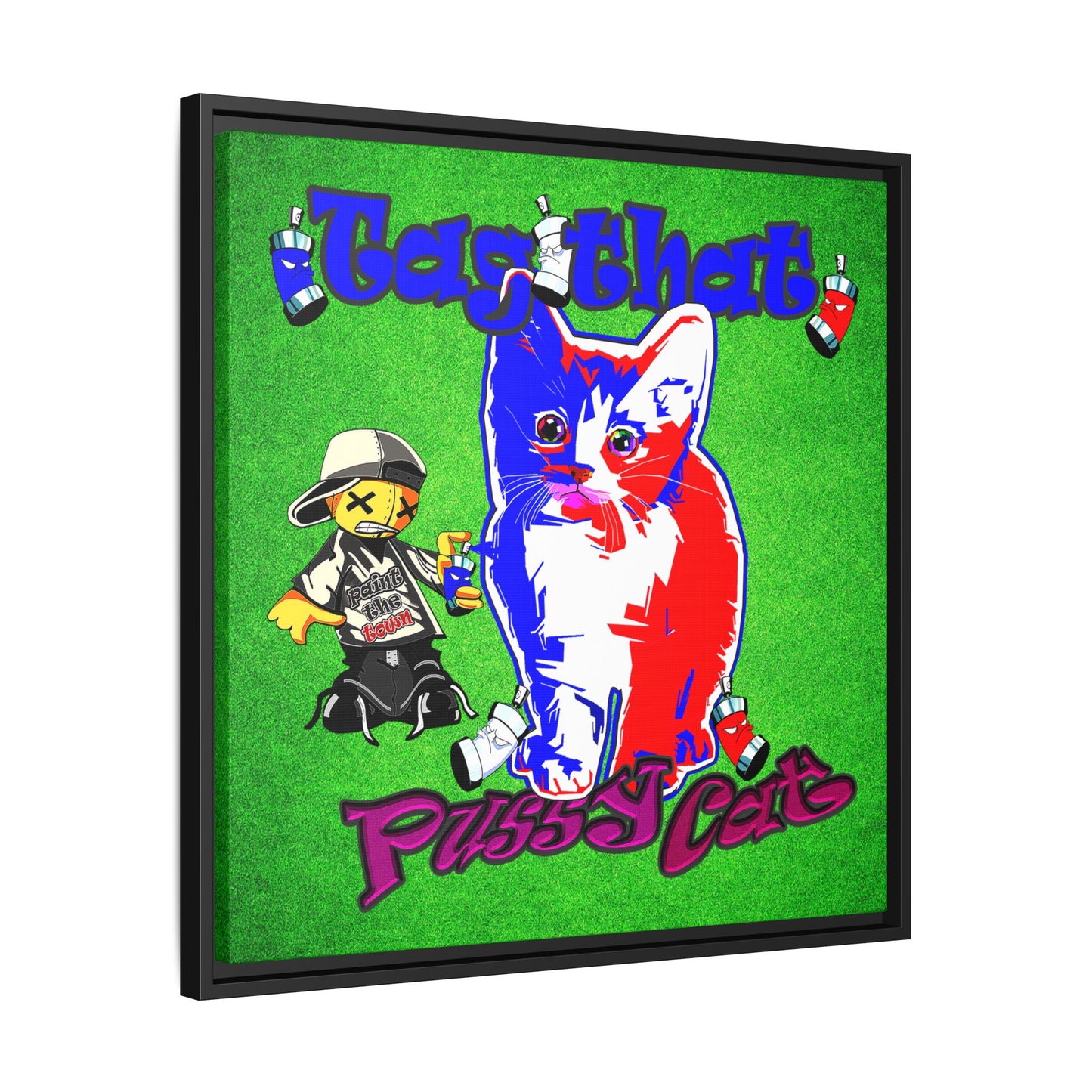 tag that - framed canvas art (green turf)