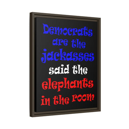 donkeys and elephants - framed canvas art (black)