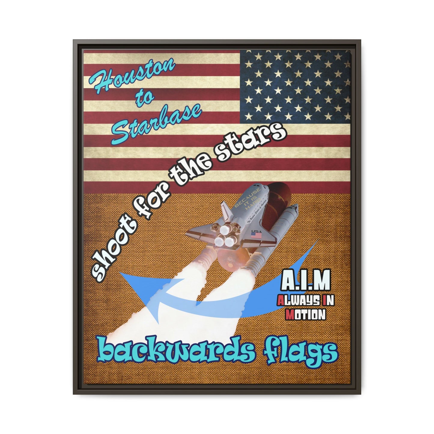 shoot for the stars - framed canvas art (brown papyrus)