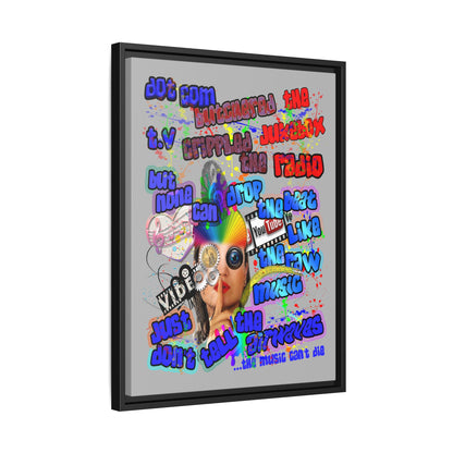 drop the beat - framed canvas art (light grey)
