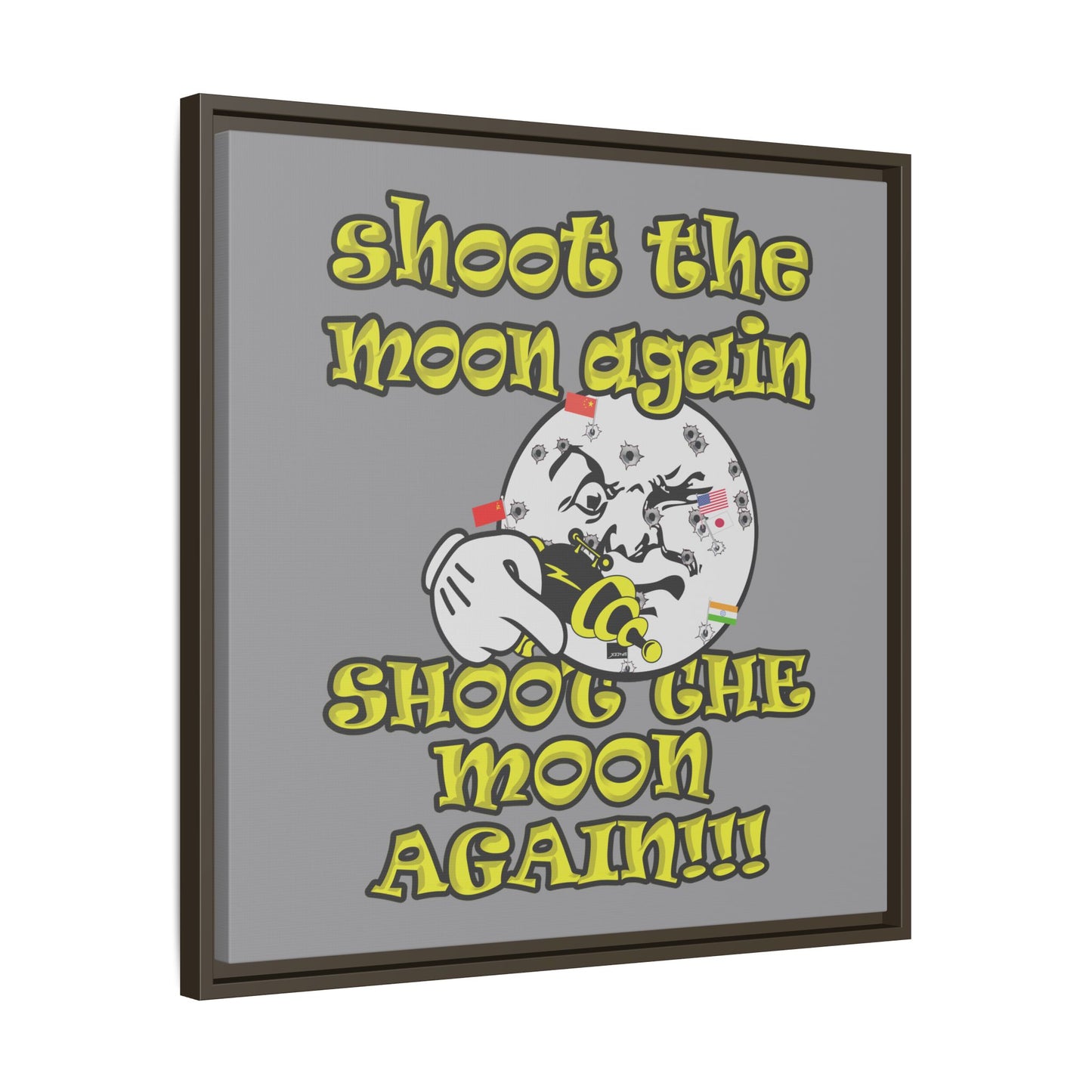 shoot the moon again - framed canvas art (grey)