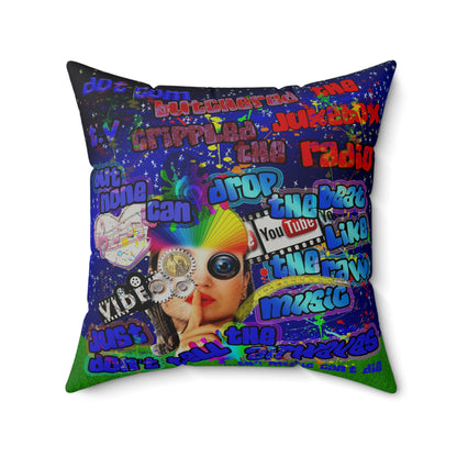 drop the beat - Faux Suede Square Pillow - ('snoops' background)
