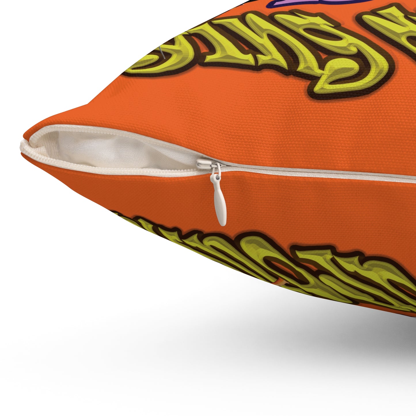the bum's shit - Spun Polyester Square Pillow - (orange)