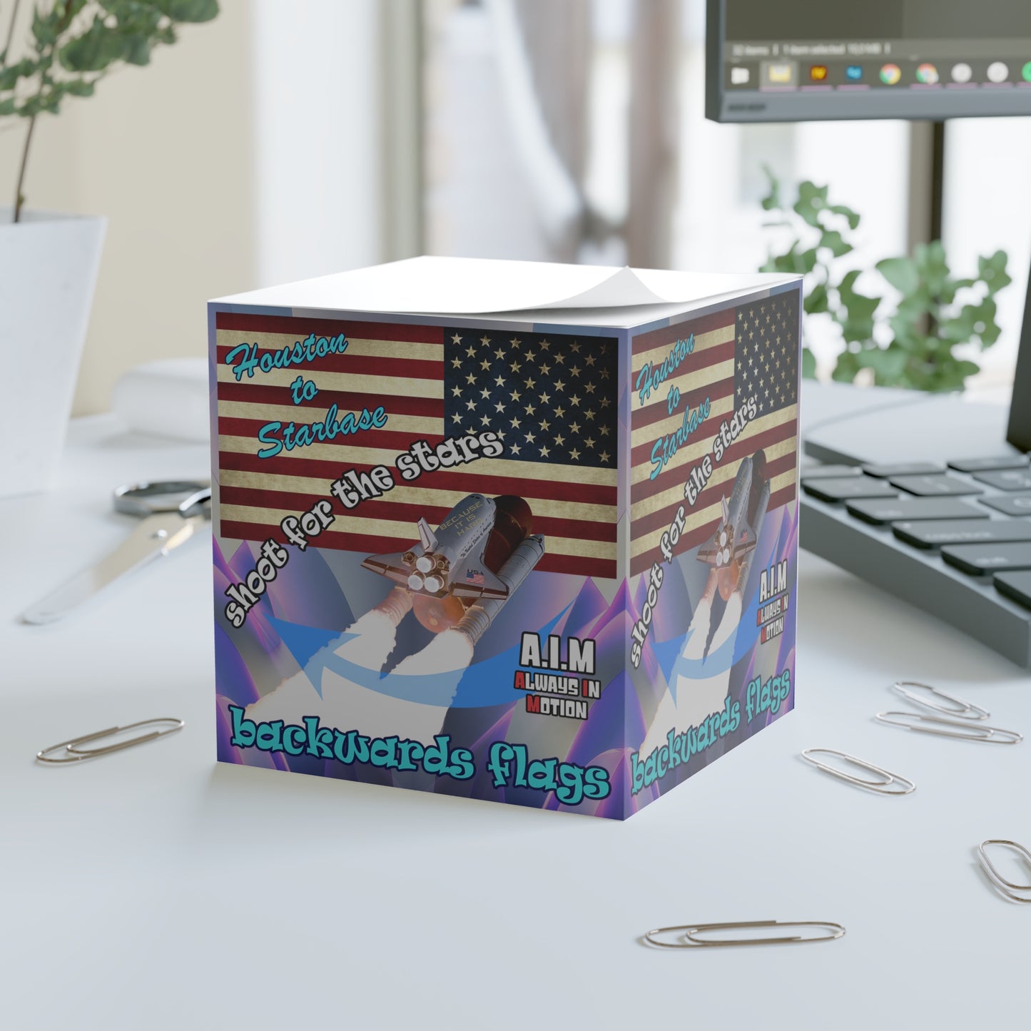 shoot for the stars - note cube (grey-pink wave)