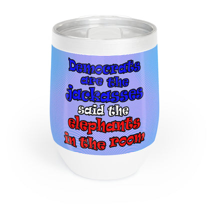 donkeys and elephants - Chill Wine Tumbler (light blue-purple wave)