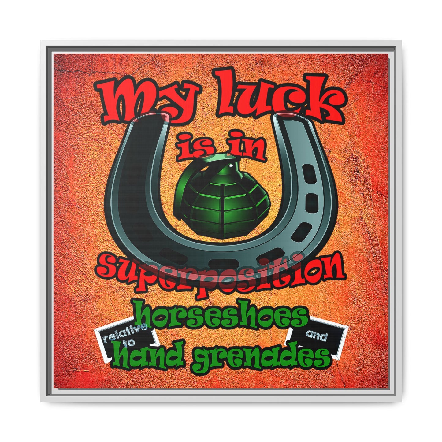 my luck - framed canvas art (burnt orange)