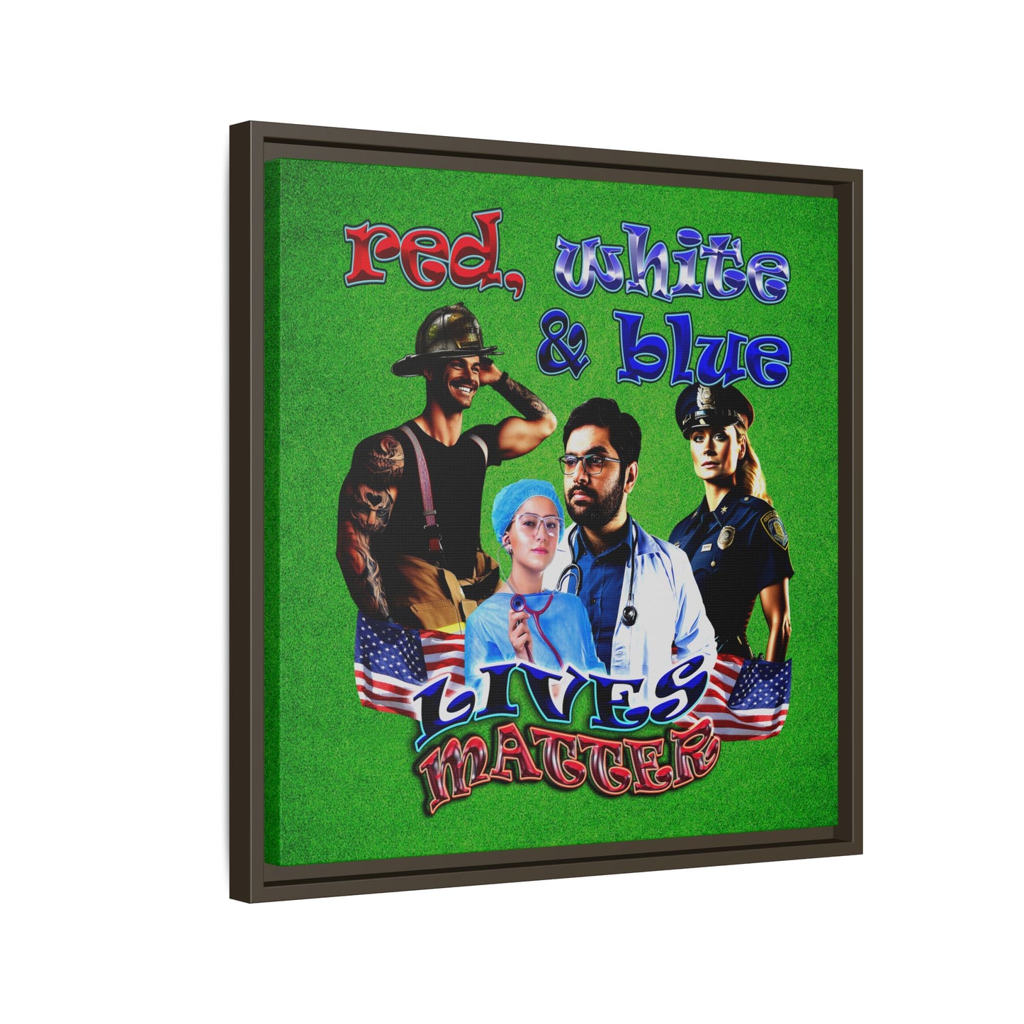 rw&b lives matter - framed canvas art (green turf)