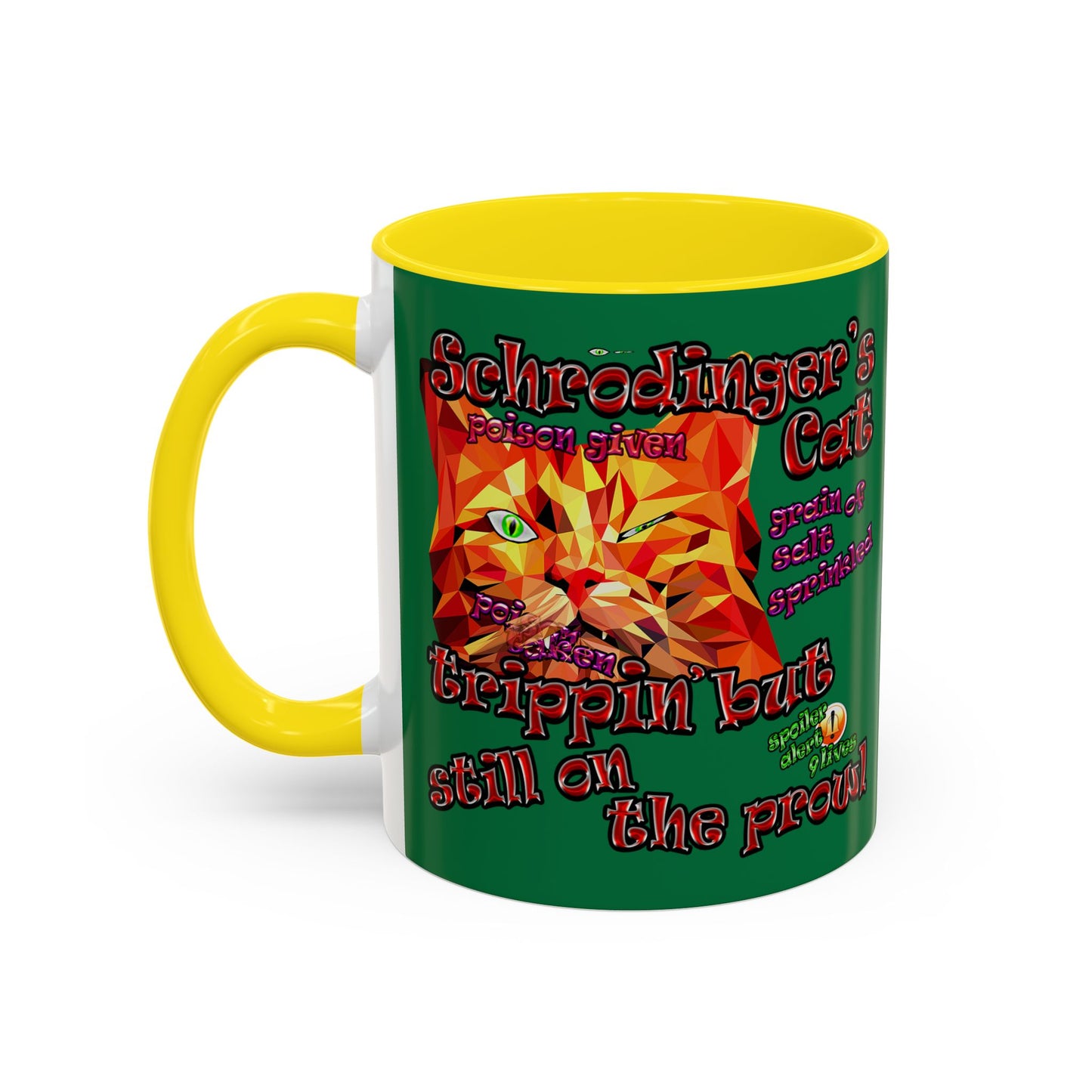 schrodinger's cat - Accent Mug (dark green)