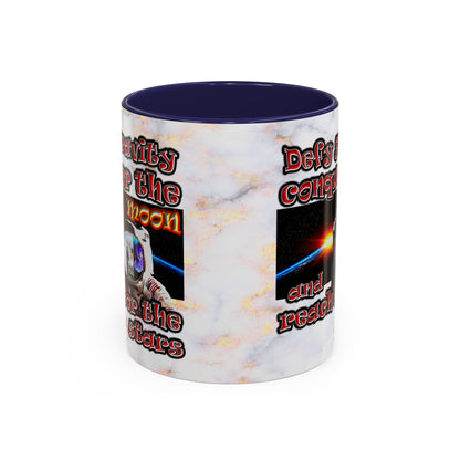 defy conquer reach - Accent Mug (white marble)