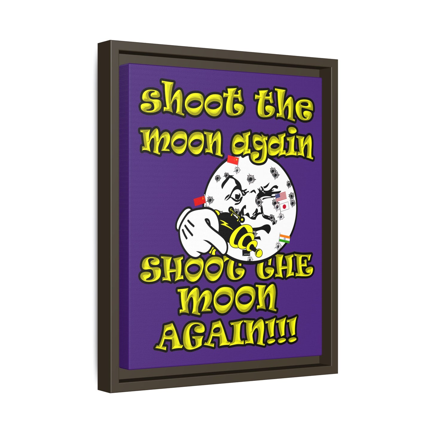 shoot the moon again - framed canvas art (purple)