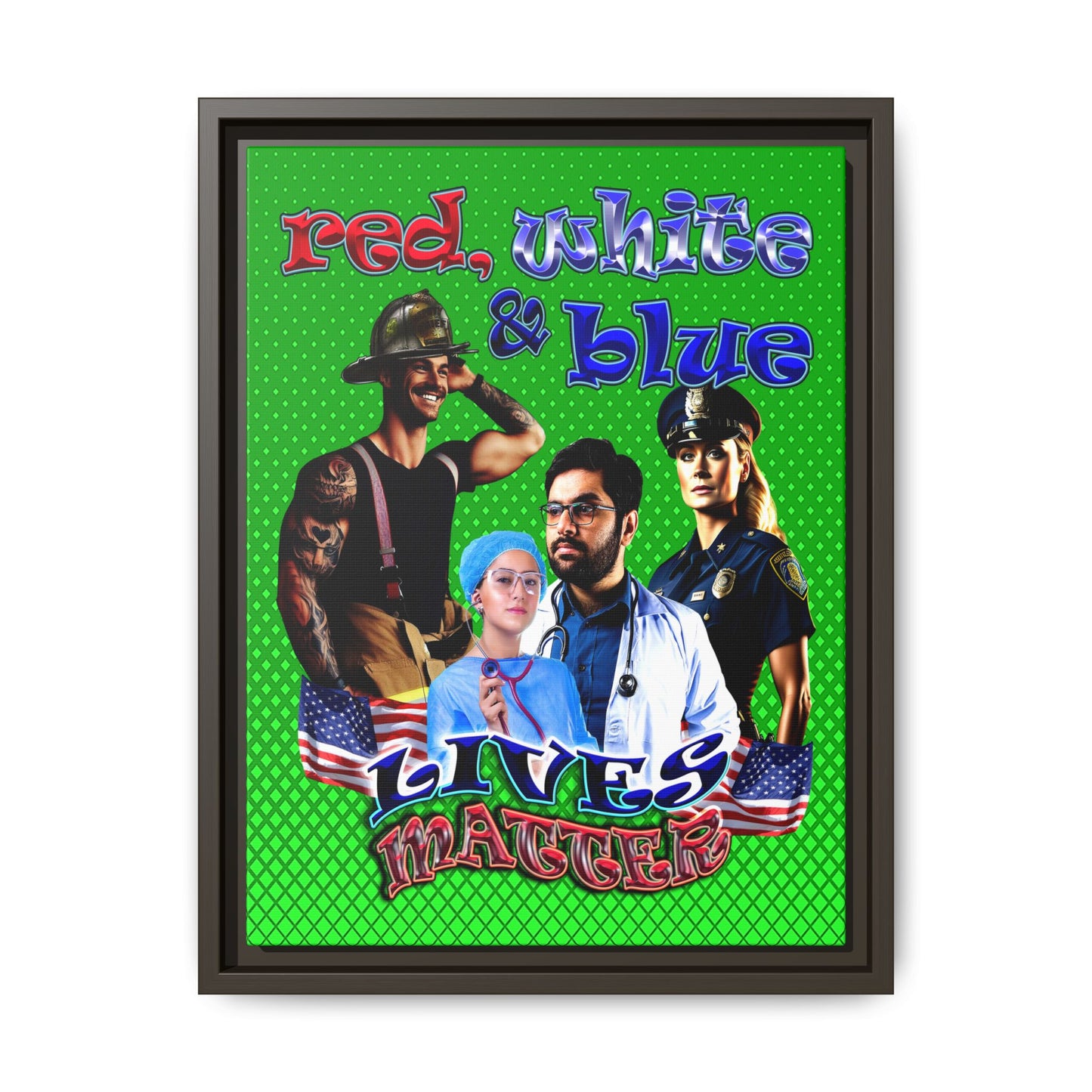 rw&b lives matter - framed canvas art (logo green)