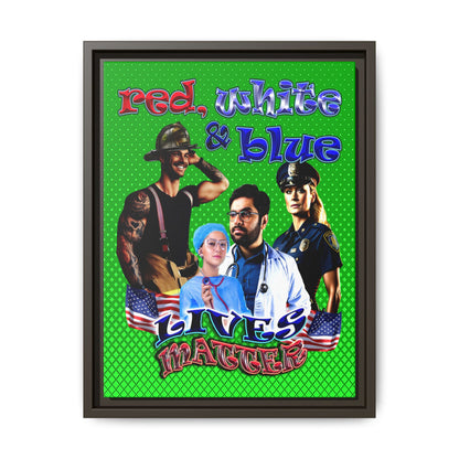 rw&b lives matter - framed canvas art (logo green)