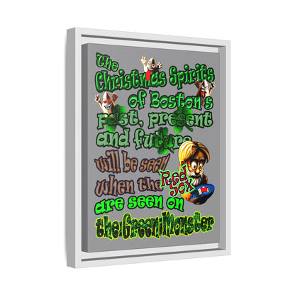 christmas spirits of boston - framed canvas art (grey)