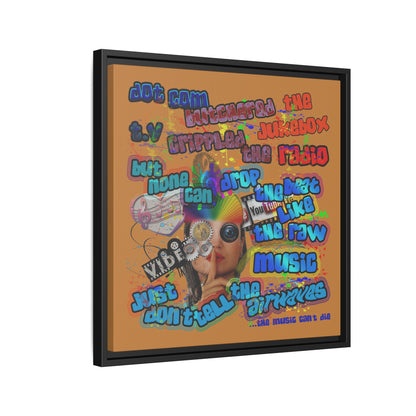 drop the beat - framed canvas art (light brown)