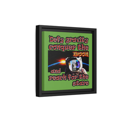 defy conquer reach - framed canvas art (green)