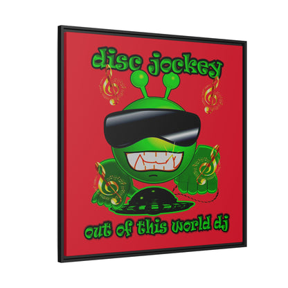 disc jockey - framed canvas art (dark red)