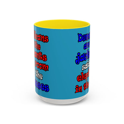 donkeys and elephants - Accent Mug (turquoise)
