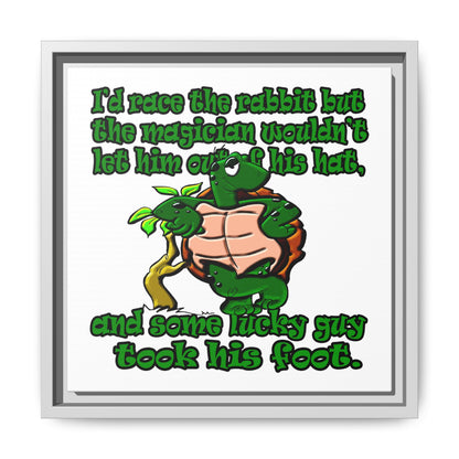 turtle race - framed canvas art (white)