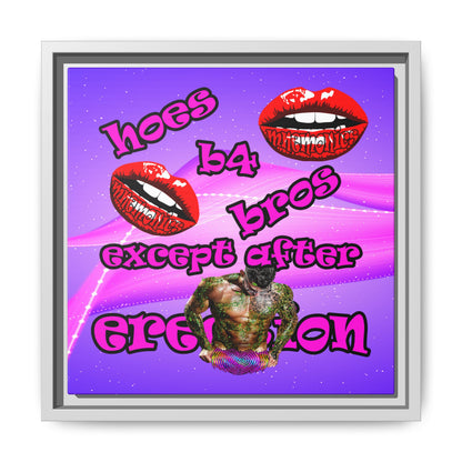 hoes b4 bros - framed canvas art (purple-pink wave)