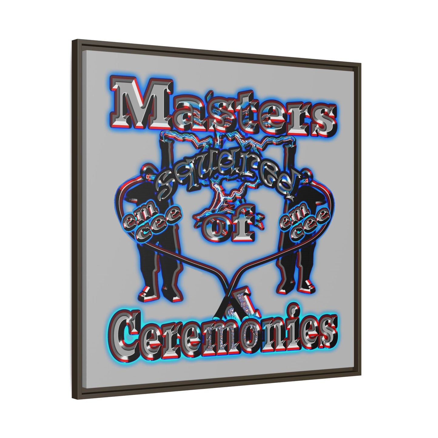 em cee squared - framed canvas art (light grey)