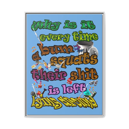 the bum's shit - framed canvas art (light blue)