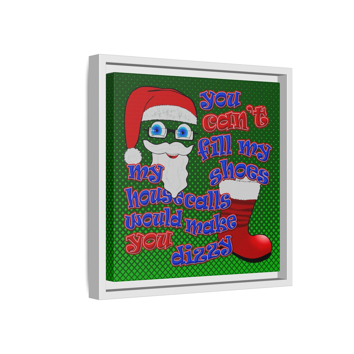 santa's shoes - framed canvas art (logo green)