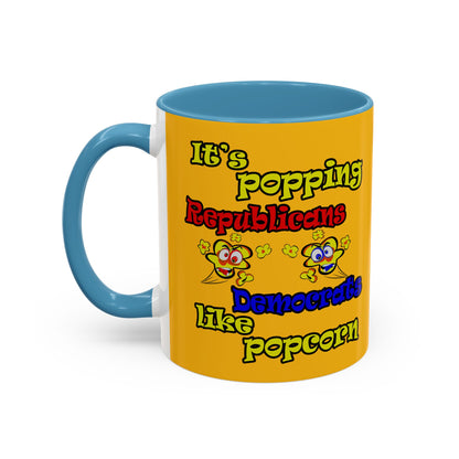 popping like popcorn - Accent Mug (yellow)