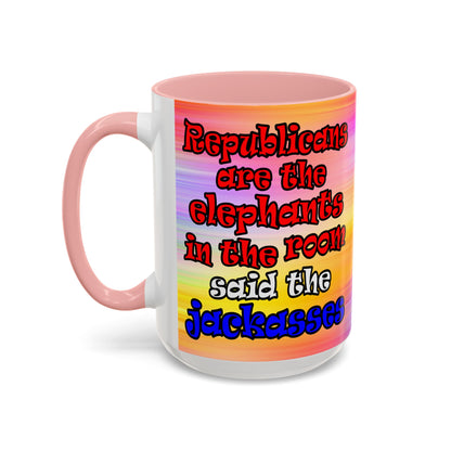 donkeys and elephants - Accent Mug (color blur)