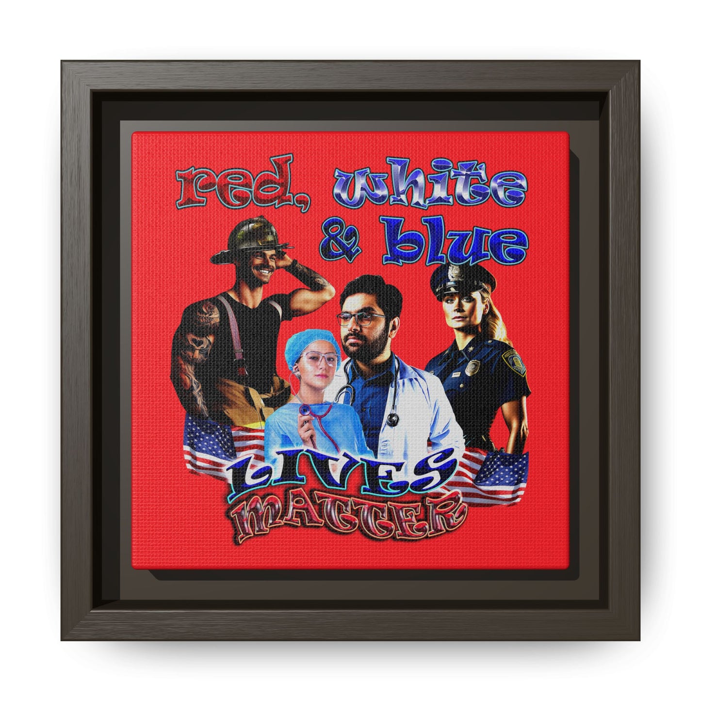 rw&b lives matter - framed canvas art (red)