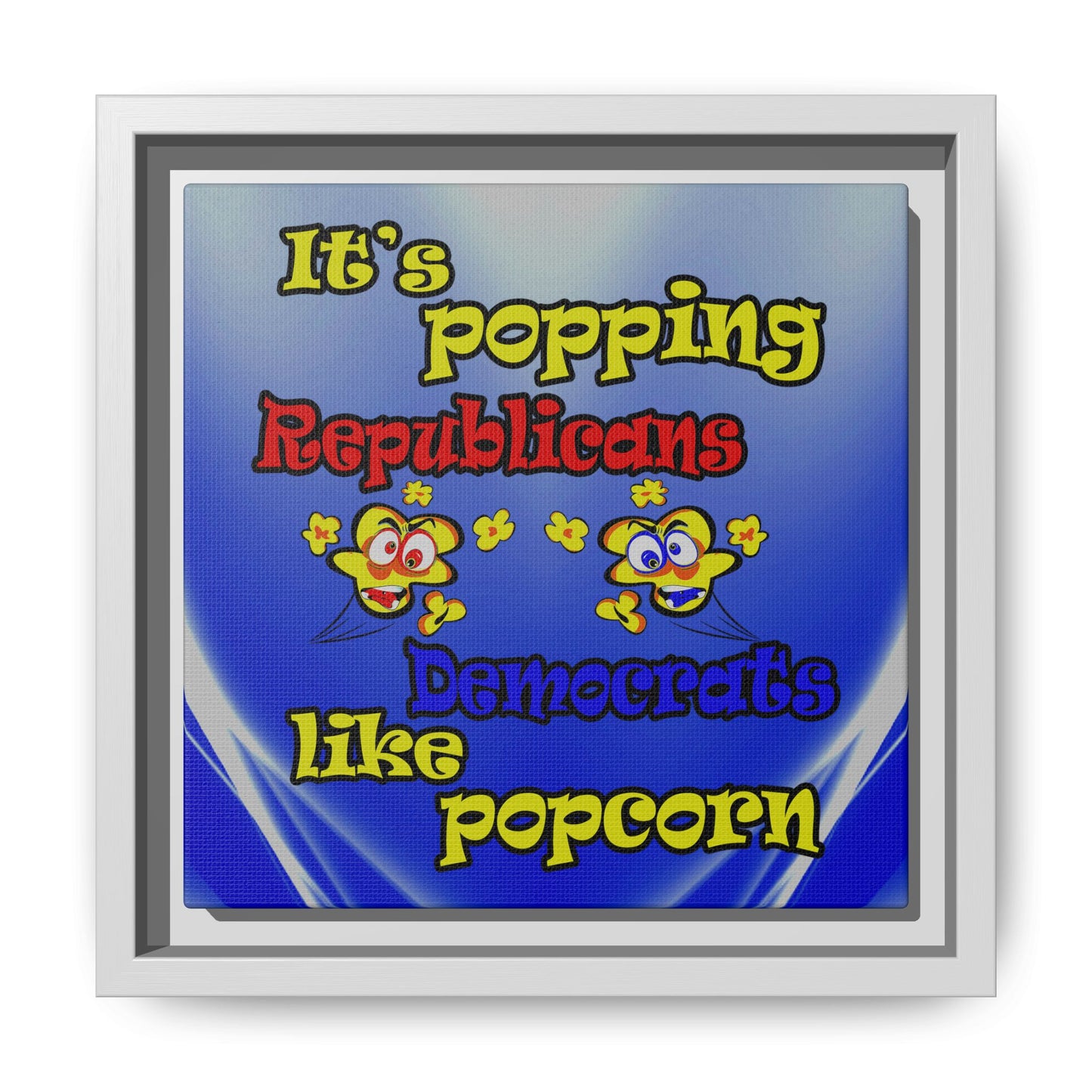 popping like popcorn - framed canvas art (blue-white wave)