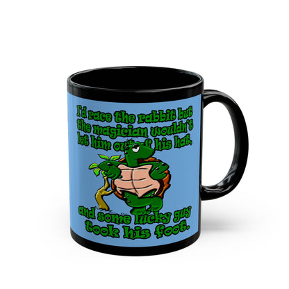 turtle race - Black Mug (light blue)