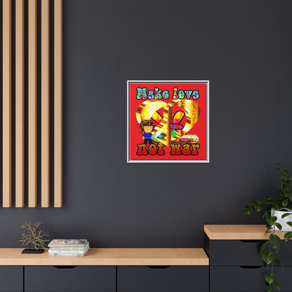 love peace - framed canvas art (red)
