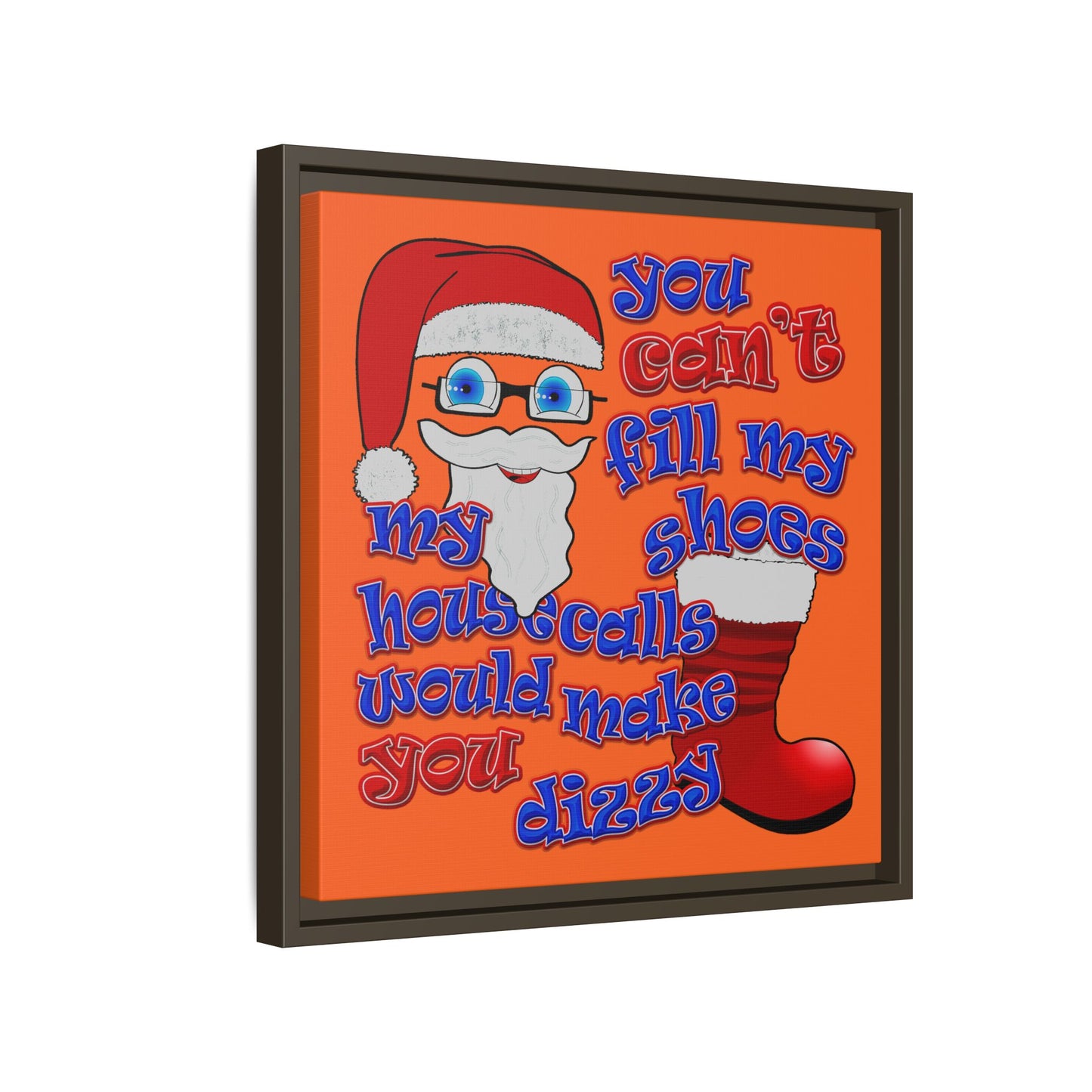 santa's shoes - framed canvas art (orange)