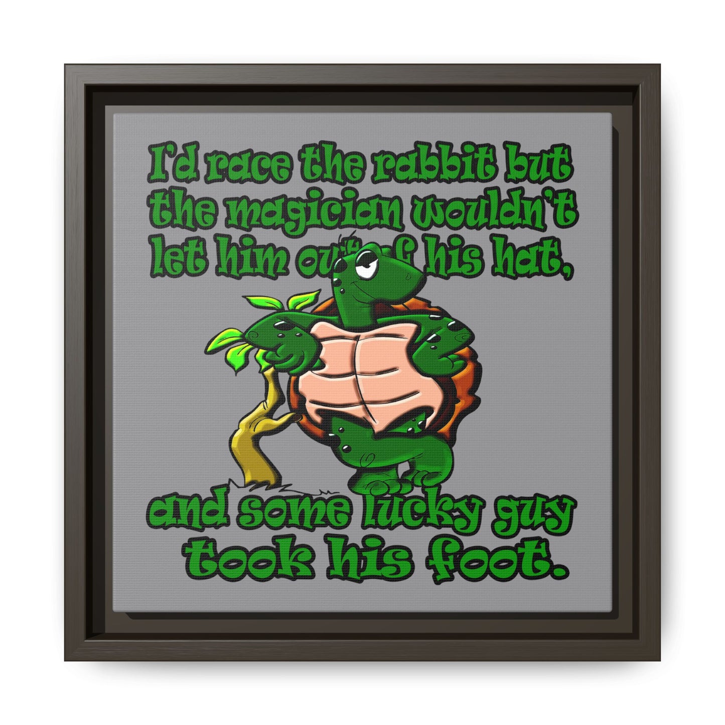 turtle race - framed canvas art (grey)