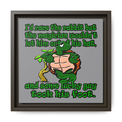 turtle race - framed canvas art (grey)