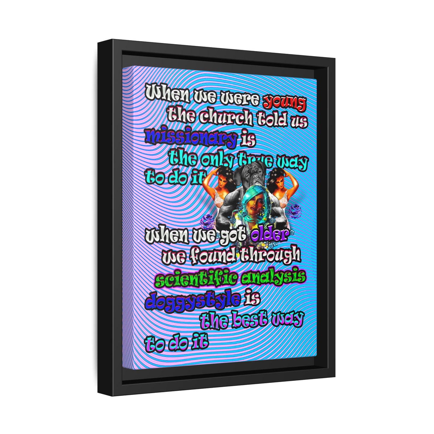 doggystyle - framed canvas art (light blue-purple wave)