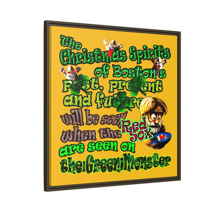 christmas spirits of boston - framed canvas art (yellow)