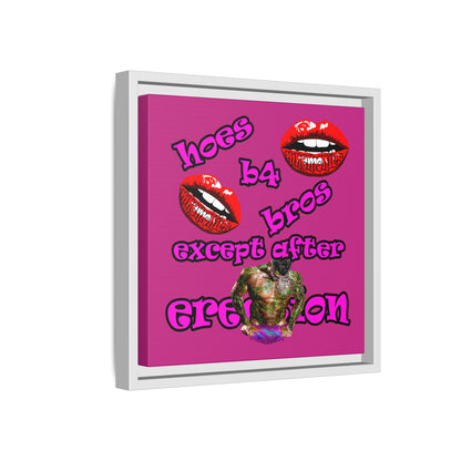 hoes b4 bros - framed canvas art (pink)