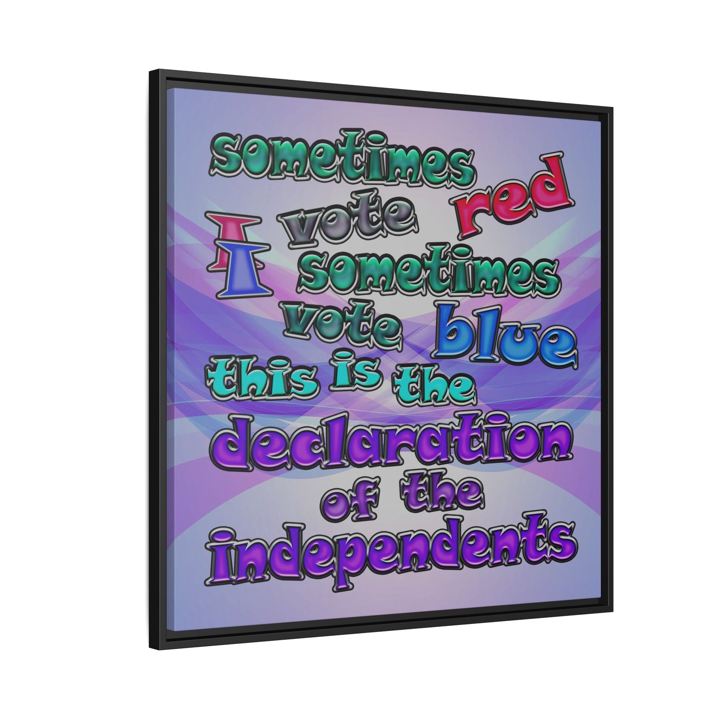 declaration of the independents - framed canvas art (light blue-pink wave)
