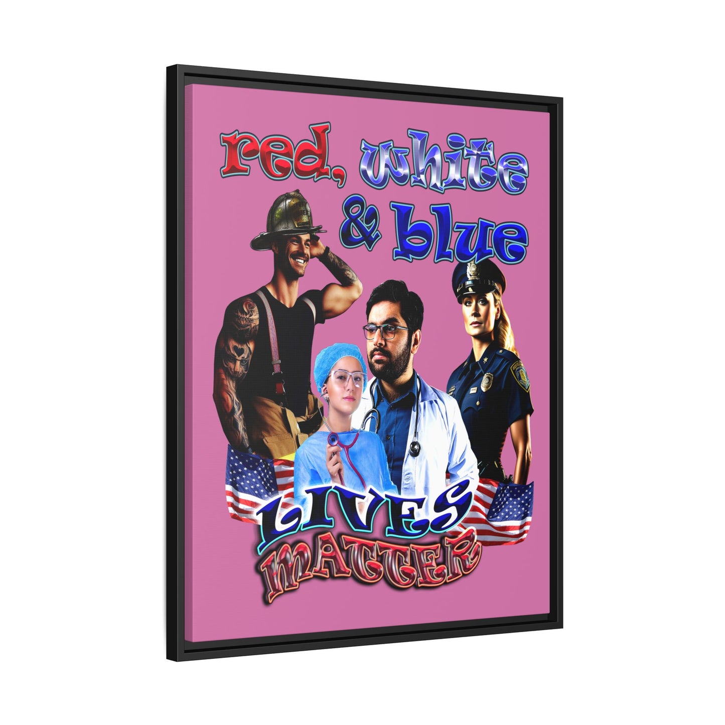 rw&b lives matter - framed canvas art (light pink)