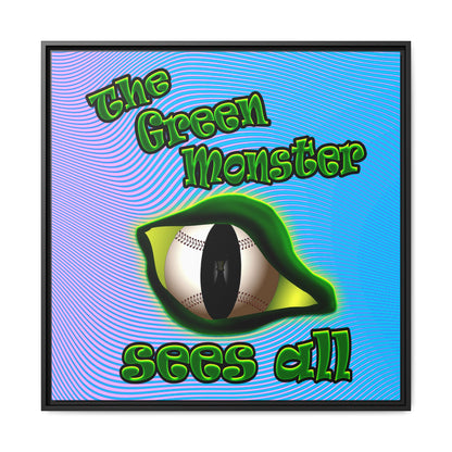 green monster - framed canvas art (light blue-purple wave)