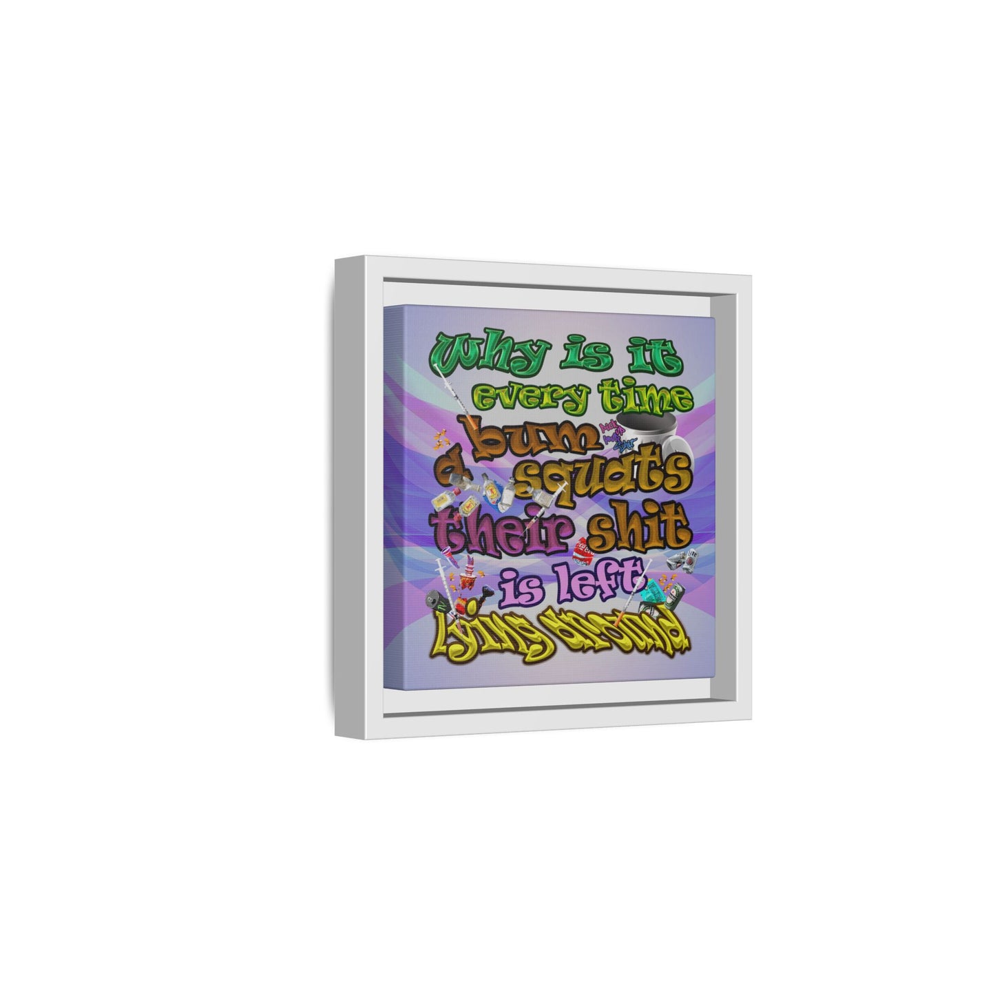 the bum's shit - framed canvas art (light blue-pink wave)