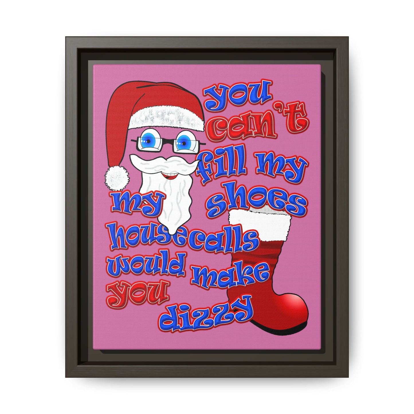 santa's shoes - framed canvas art (light pink)