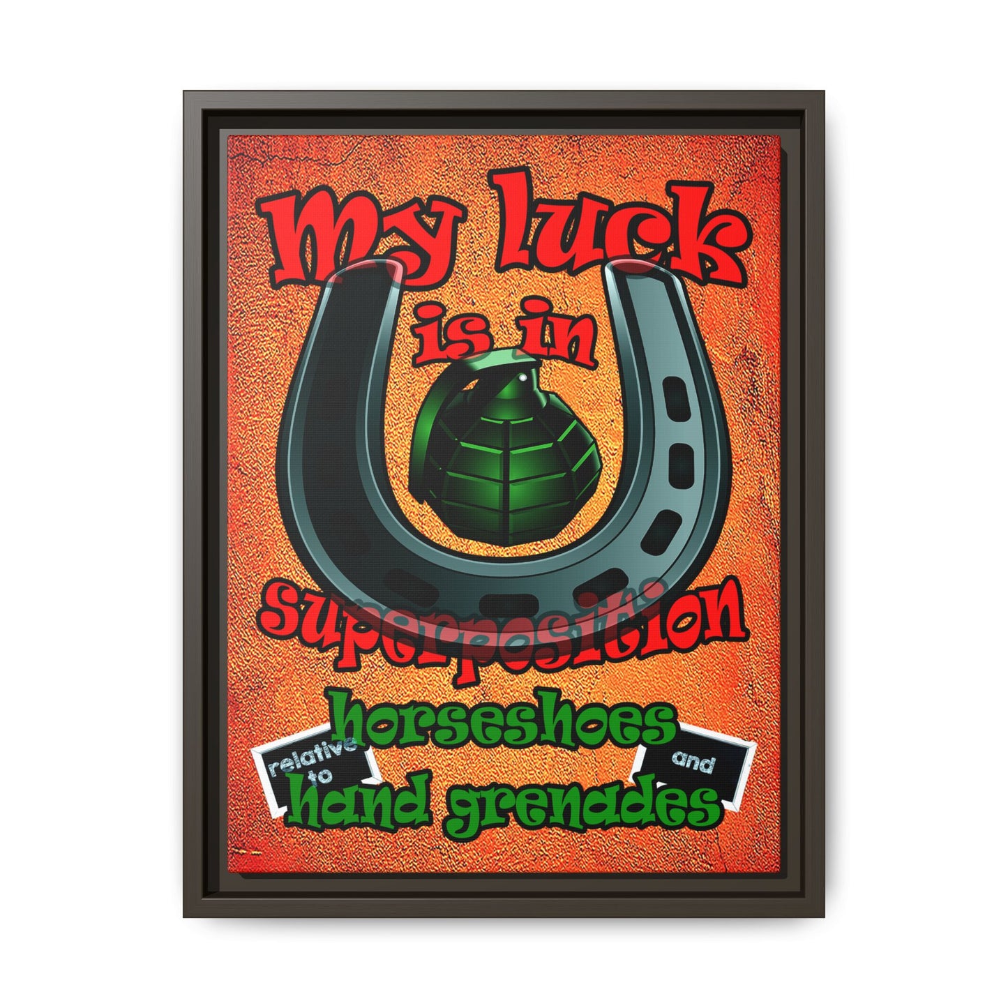 my luck - framed canvas art (burnt orange)
