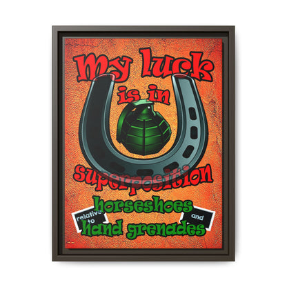 my luck - framed canvas art (burnt orange)