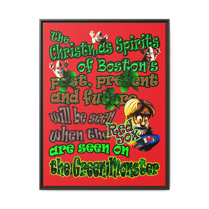 christmas spirits of boston - framed canvas art (red)
