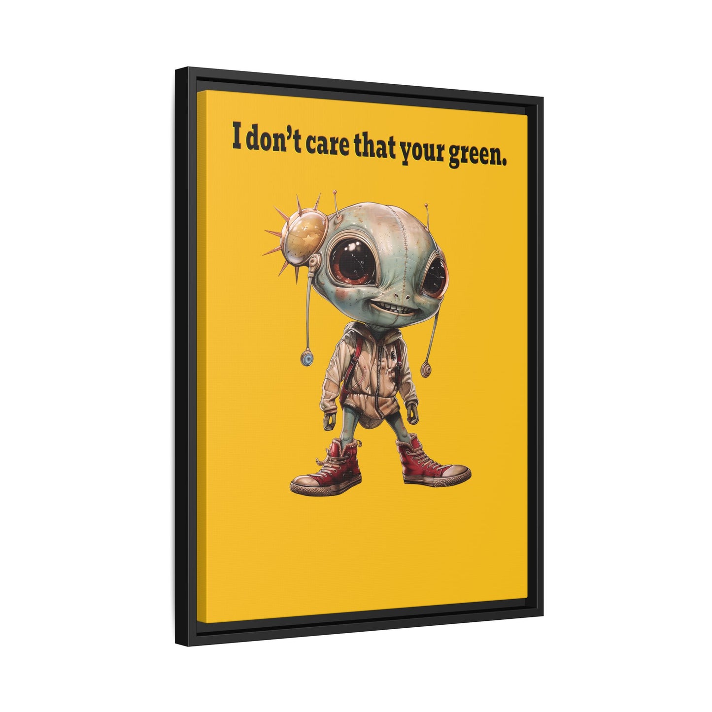 I don't care that your green - framed canvas art (yellow)