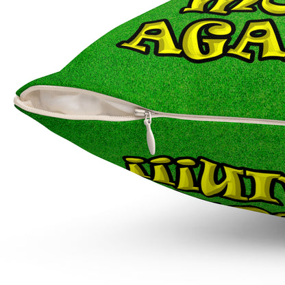 shoot the moon again - Spun Polyester Square Pillow - (green turf)