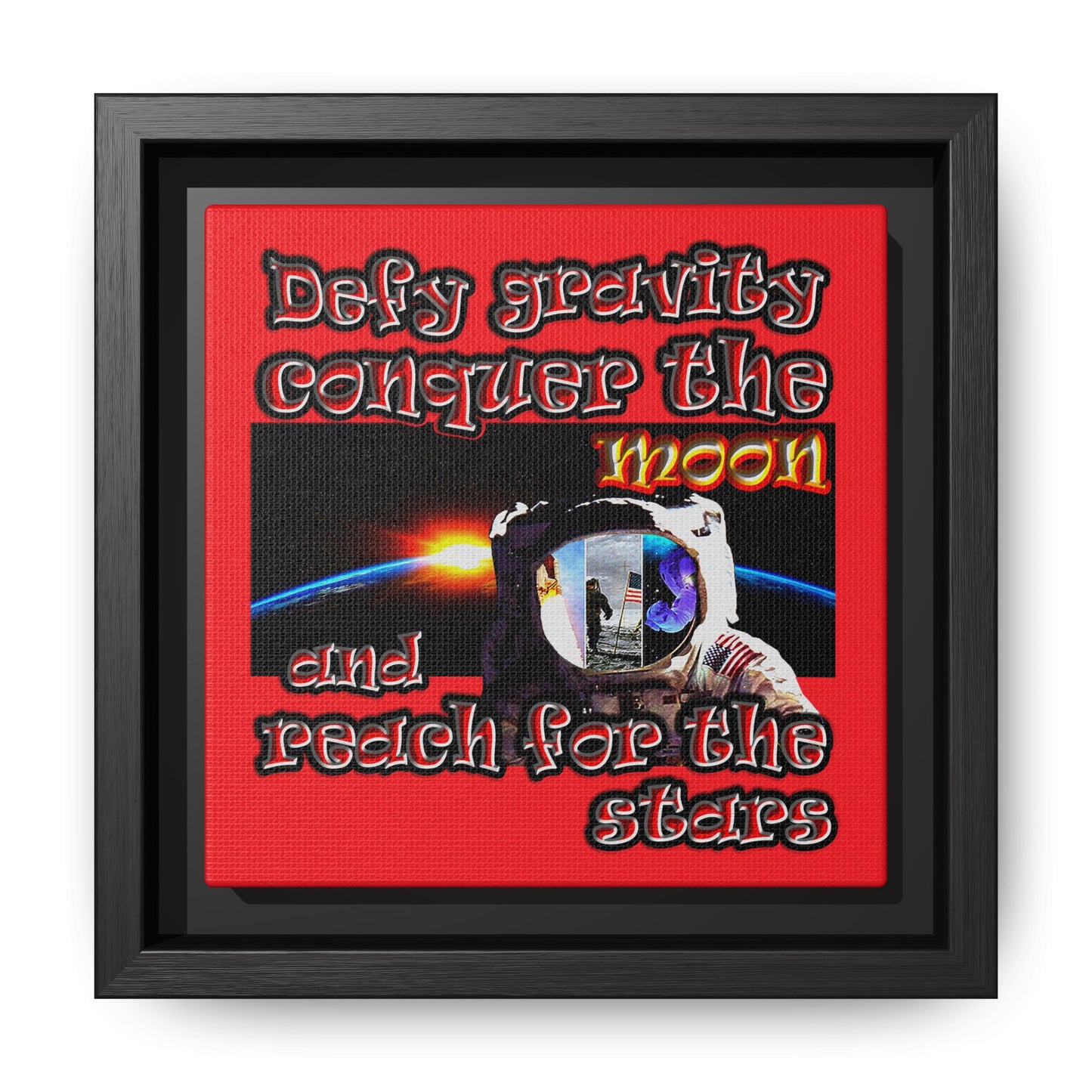 defy conquer reach - framed canvas art (red)